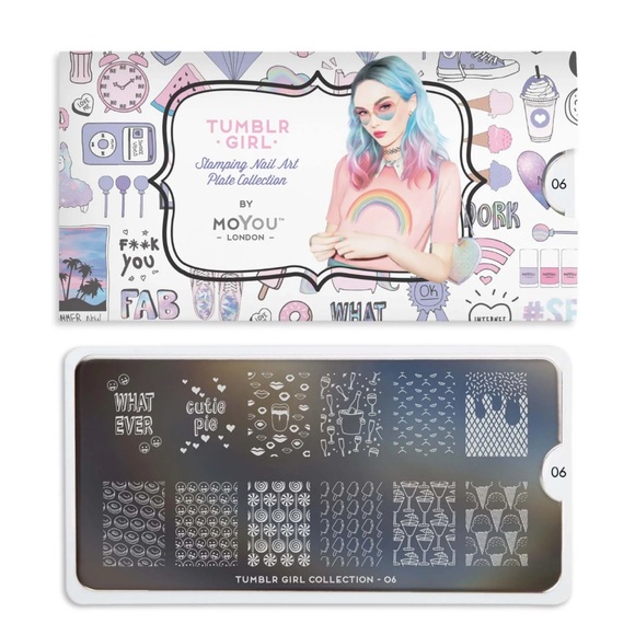MoYou London nail art stamping plate Tumblr Girl 06 NWOT - Picture 3 of 4